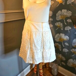 BANANA REPUBLIC White Lace Cutout Lined Straight Skirt Women's Size 14